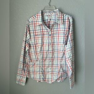 Coolibar Plaid Women's Long Sleeve Fishing Sun Shirt Size L